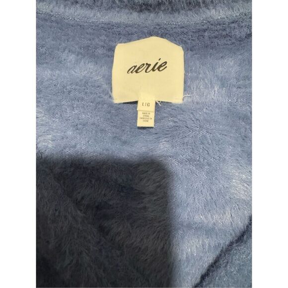 Aerie Blue Fuzzy cropped cardigan L - Picture 3 of 7